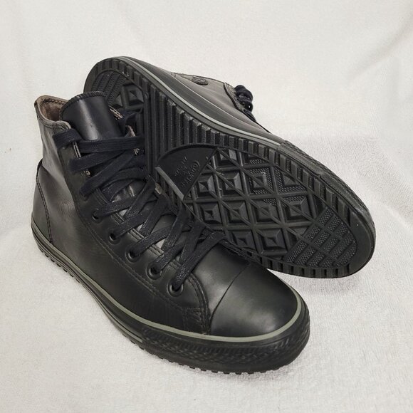 "Chuck Taylor" All Star Converse~ Men, Leather High Top- Black on Black- Size:11 - Picture 5 of 13